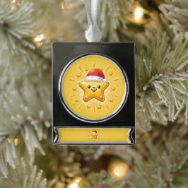 かわいいクリスマス星のオーナメント シルバープレートバナーオーナメント