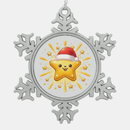 かわいいクリスマス星のオーナメント スノーフレークピューターオーナメント