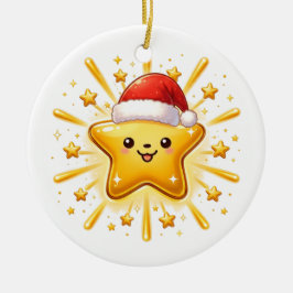 かわいいクリスマス星のオーナメント セラミックオーナメント