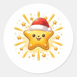 かわいいクリスマス星のオーナメント ラウンドシール