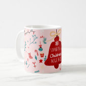 かわいいクリスマス映画マグカップイラストレーションパターンピンク コーヒーマグカップ (正面左)