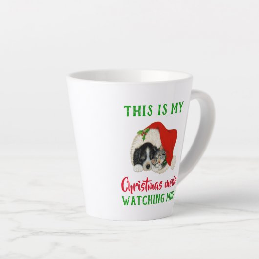 かわいいクリスマス映画鑑賞ヴィンテージ カフェラテマグ (右アングル)