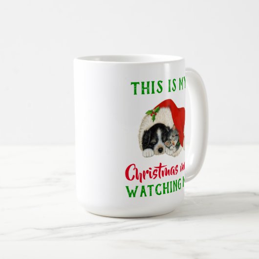 かわいいクリスマス映画鑑賞ヴィンテージ コーヒーマグカップ (正面右)