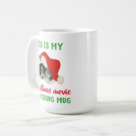 かわいいクリスマス映画鑑賞ヴィンテージ コーヒーマグカップ (正面左)