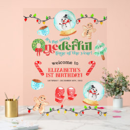 かわいいクリスマス最もONEDERFUL最初の誕生日 アクリルサイン