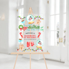 かわいいクリスマス最もONEDERFUL最初の誕生日 アクリルサイン