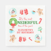 かわいいクリスマス最もONEDERFUL最初の誕生日 スタンダードランチョンナプキン (正面)