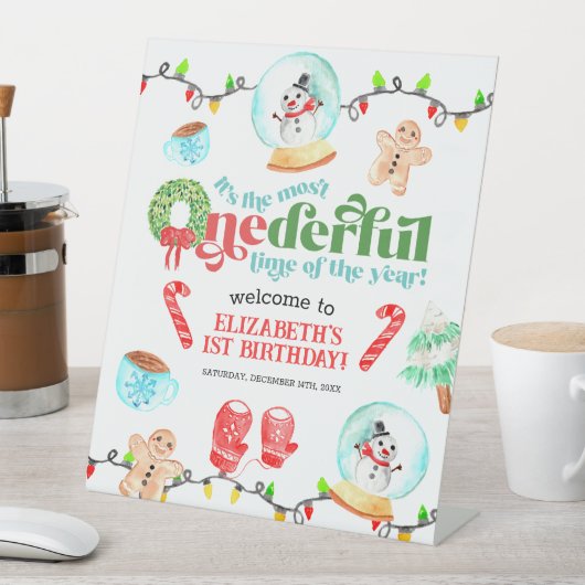 かわいいクリスマス最もONEDERFUL最初の誕生日 台座サイン (インサイチュ)