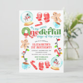 かわいいクリスマス最もONEDERFUL最初の誕生日 招待状 (スタンド正面)