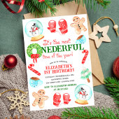 かわいいクリスマス最もONEDERFUL最初の誕生日 招待状