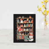 かわいいクリスマス本棚サンタ読さんの本が輝く カード (黄色い花)