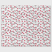 かわいいクリスマス柄の鹿、プレゼント、雪の結晶 ラッピングペーパー (フラット)