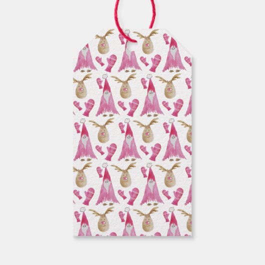 かわいいクリスマス格言とトナカイに手袋 ギフトタグ (裏面)