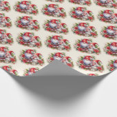 かわいいクリスマス格言とポインセチア ラッピングペーパー (角)