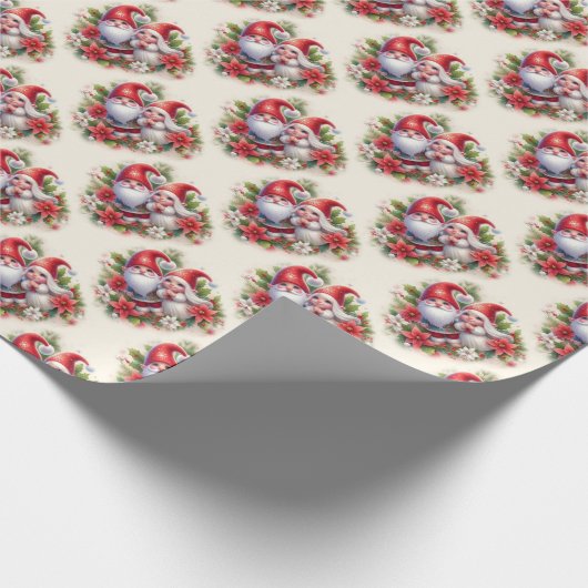 かわいいクリスマス格言とポインセチア ラッピングペーパー (角)