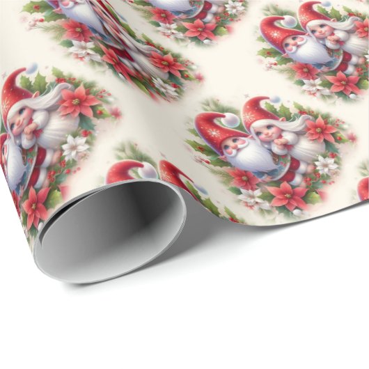 かわいいクリスマス格言とポインセチア ラッピングペーパー (ロールコーナー)