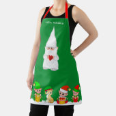 かわいいクリスマス格言と小妖精や小人分隊オングリーン エプロン (インサイチュ)