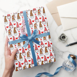 かわいいクリスマス格言と赤いハート ラッピングペーパー