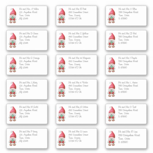 かわいいクリスマス格言の個人名と住所 シール (正面)