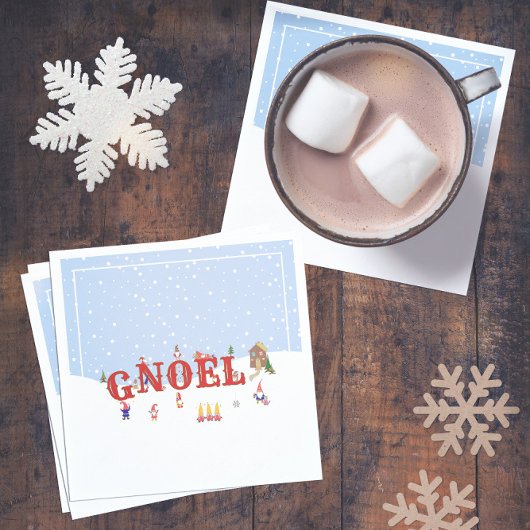 かわいいクリスマス格言イン雪NOELホリデーパーティー スタンダードカクテルナプキン