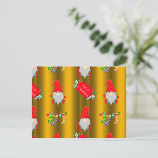 かわいいクリスマス格言オン金ゴールド ポストカード (スタンド正面)