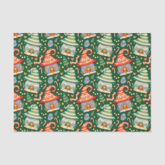 かわいいクリスマス格言ハウスとキャンディーキャン 薄葉紙 (正面)