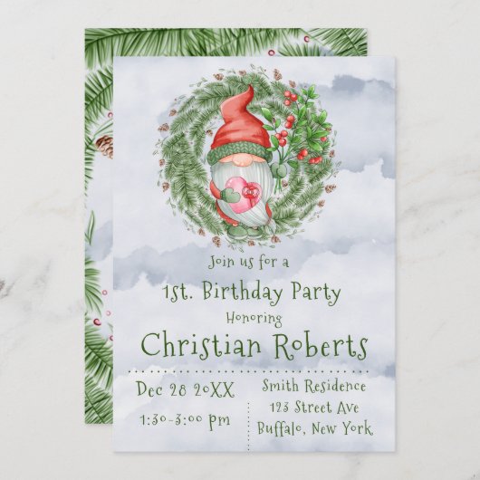 かわいいクリスマス格言バースデーパーティ招待状 招待状 (正面/裏面)