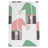 かわいいクリスマス格言ピンクグリーンハット ミディアムペーパーバッグ (裏面)