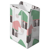 かわいいクリスマス格言ピンクグリーンハット ミディアムペーパーバッグ (裏面アングル)