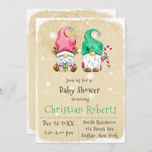 かわいいクリスマス格言ベビーシャワー招待状 招待状 (正面/裏面)
