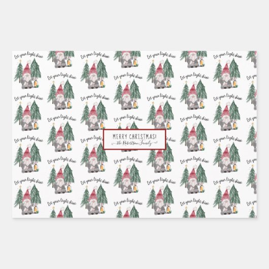 かわいいクリスマス格言ライトシャインフォレストツリースター ラッピングペーパーシート (正面)