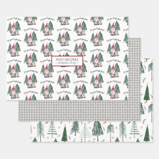 かわいいクリスマス格言ライトシャインフォレストツリースター ラッピングペーパーシート (セット)
