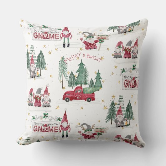 かわいいクリスマス格言レッドトラックフォレストツリーホリー クッション (正面)