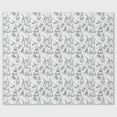 かわいいクリスマス格言、キノコ&雪片キッズ ラッピングペーパー (フラット)