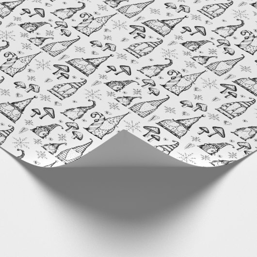 かわいいクリスマス格言、キノコ&雪片キッズ ラッピングペーパー (角)