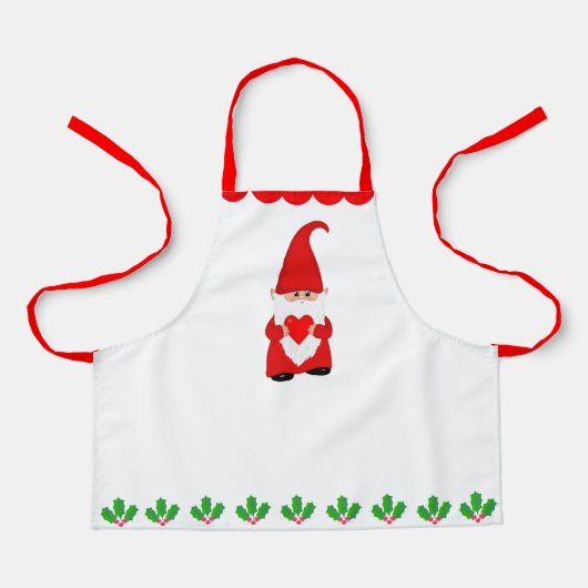 かわいいクリスマス格言&ホリーベリーリーフデコレーション エプロン (正面)