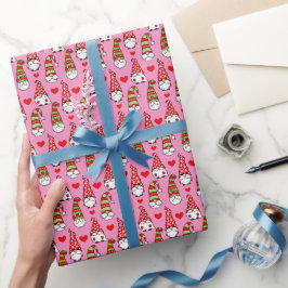 かわいいクリスマス格言、赤いハートピンク ラッピングペーパー