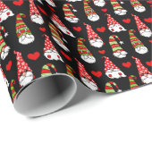 かわいいクリスマス格言、赤いハートブラックラッピングパ ラッピングペーパー (ロールコーナー)
