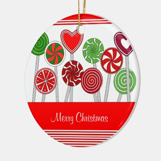 かわいいクリスマス棒つきキャンデーオーナメント セラミックオーナメント (左)