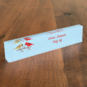 かわいいクリスマス深紅色とレッドベリーカスタム デスクネームプレート (側面)