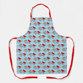 かわいいクリスマス深紅色と赤いベリーパターン（の模様が）ある エプロン (正面)