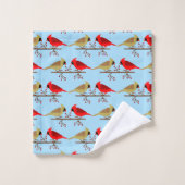 かわいいクリスマス深紅色と赤いベリーパターン(の模様が)ある バスタオルセット (ウォッシュタオル)