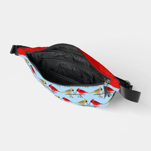 かわいいクリスマス深紅色と赤いベリーパターン(の模様が)ある ファニーパック (見開き)