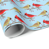 かわいいクリスマス深紅色と赤いベリーパターン（の模様が）ある ラッピングペーパー (ロールコーナー)