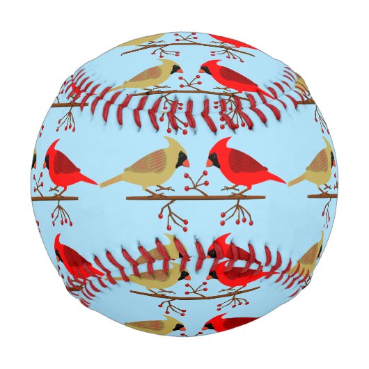 かわいいクリスマス深紅色と赤いベリーパターン（の模様が）ある 野球ボール (正面)