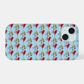 かわいいクリスマス深紅色と赤いベリーパターン（の模様が）ある iPhone 15ケース (裏面横)