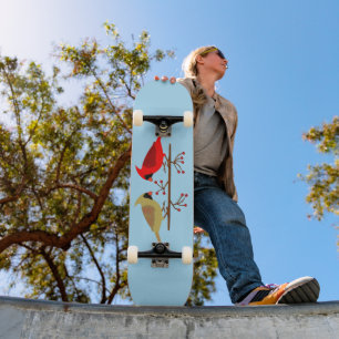 かわいいクリスマス深紅色と赤い果実 スケートボード