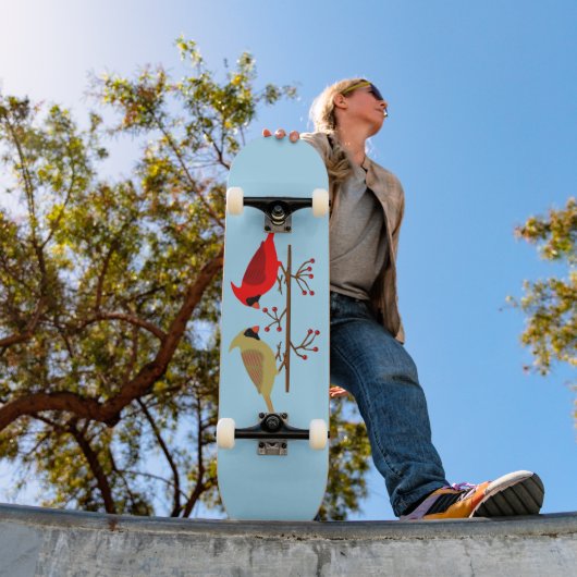 かわいいクリスマス深紅色と赤い果実 スケートボード (室外1)