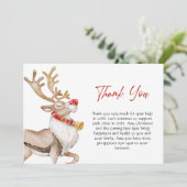 かわいいクリスマス漫画トナカイのグリーティングホリデー サンキューカード (スタンド正面)