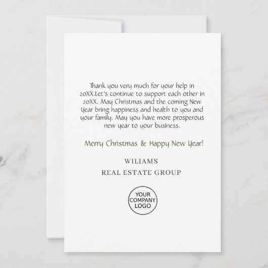 かわいいクリスマス漫画トナカイのグリーティングホリデー サンキューカード (裏面)